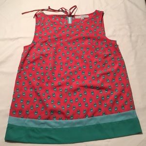 Ann Taylor Loft coral tank with birds.